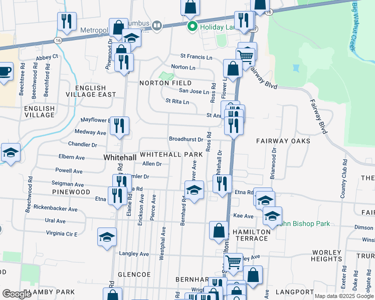 map of restaurants, bars, coffee shops, grocery stores, and more near 376 Beaver Avenue in Whitehall