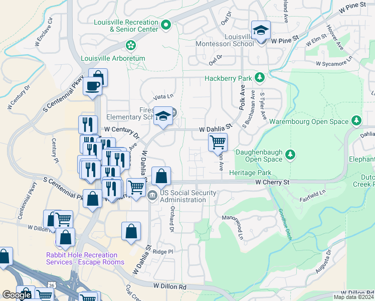 map of restaurants, bars, coffee shops, grocery stores, and more near 293 South Taft Court in Louisville