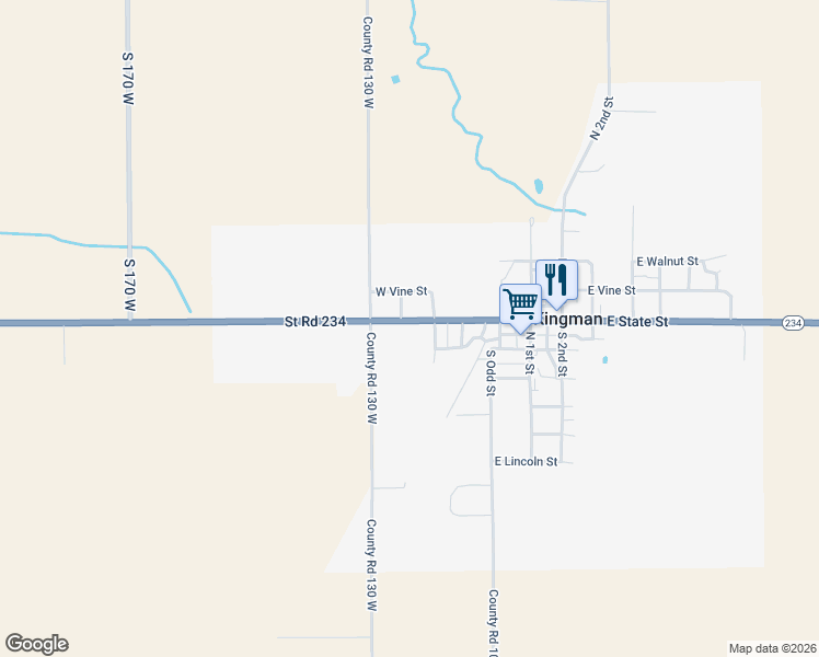 map of restaurants, bars, coffee shops, grocery stores, and more near 215 West State Street in Kingman