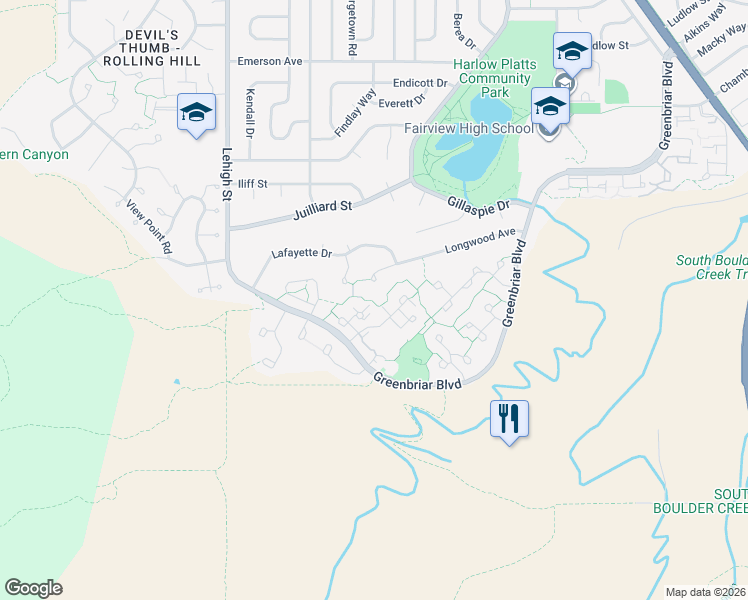 map of restaurants, bars, coffee shops, grocery stores, and more near 3230 Longwood Avenue in Boulder