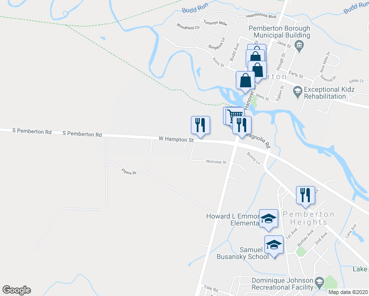 map of restaurants, bars, coffee shops, grocery stores, and more near 6 Davis Court in Pemberton