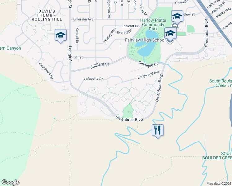 map of restaurants, bars, coffee shops, grocery stores, and more near 3230 Longwood Avenue in Boulder