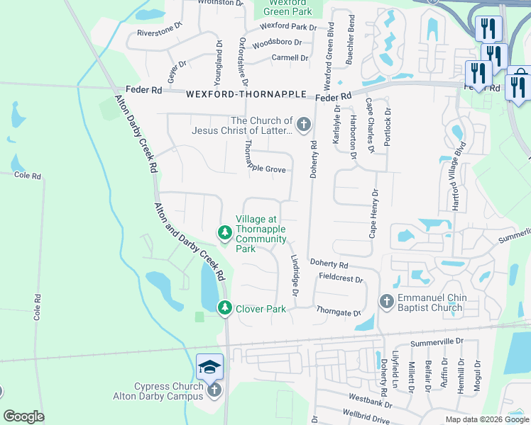 map of restaurants, bars, coffee shops, grocery stores, and more near 808 Graylock Court in Galloway