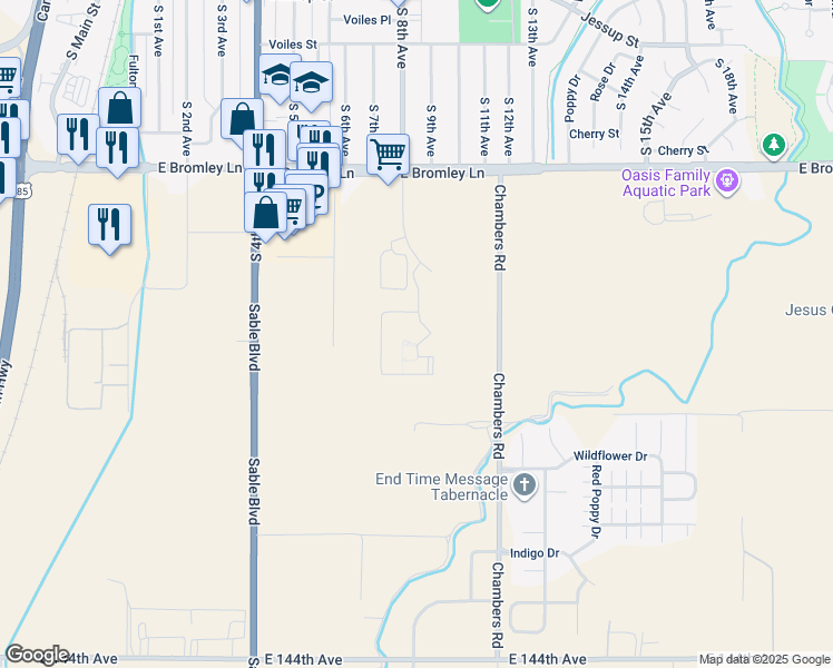 map of restaurants, bars, coffee shops, grocery stores, and more near 1287 South 8th Avenue in Brighton