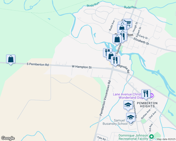 map of restaurants, bars, coffee shops, grocery stores, and more near 8 Davis Court in Pemberton