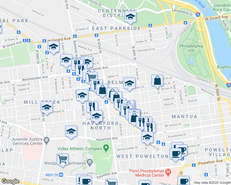 map of restaurants, bars, coffee shops, grocery stores, and more near 811 North Holly Street in Philadelphia