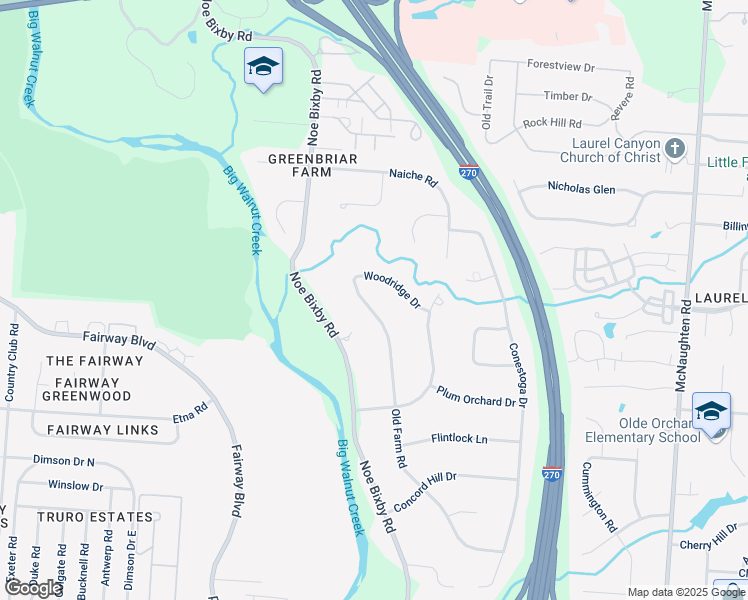 map of restaurants, bars, coffee shops, grocery stores, and more near 532 Old Farm Road in Columbus