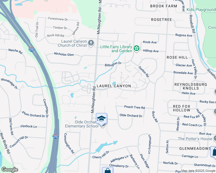 map of restaurants, bars, coffee shops, grocery stores, and more near 588 McNaughten Road in Columbus