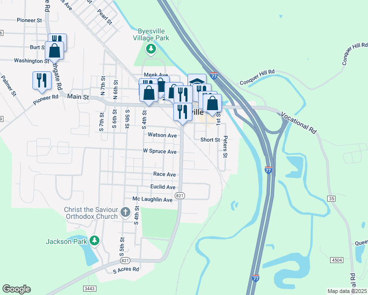 map of restaurants, bars, coffee shops, grocery stores, and more near 244 South 2nd Street in Byesville