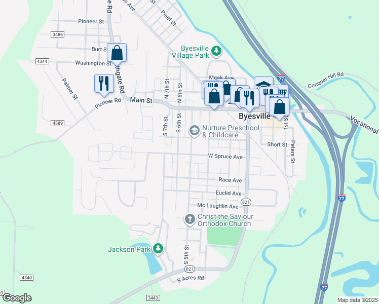 map of restaurants, bars, coffee shops, grocery stores, and more near 237 South 5th Street in Byesville
