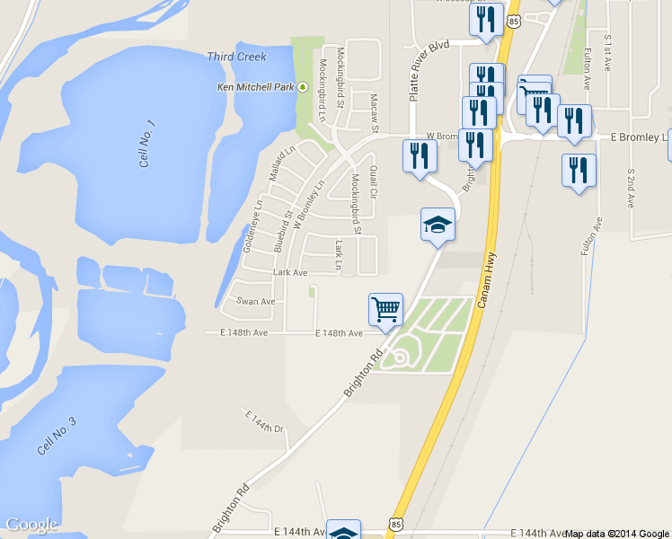 map of restaurants, bars, coffee shops, grocery stores, and more near 1217 Lark Avenue in Brighton