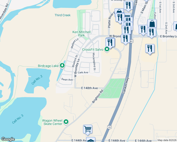 map of restaurants, bars, coffee shops, grocery stores, and more near 1217 Lark Avenue in Brighton