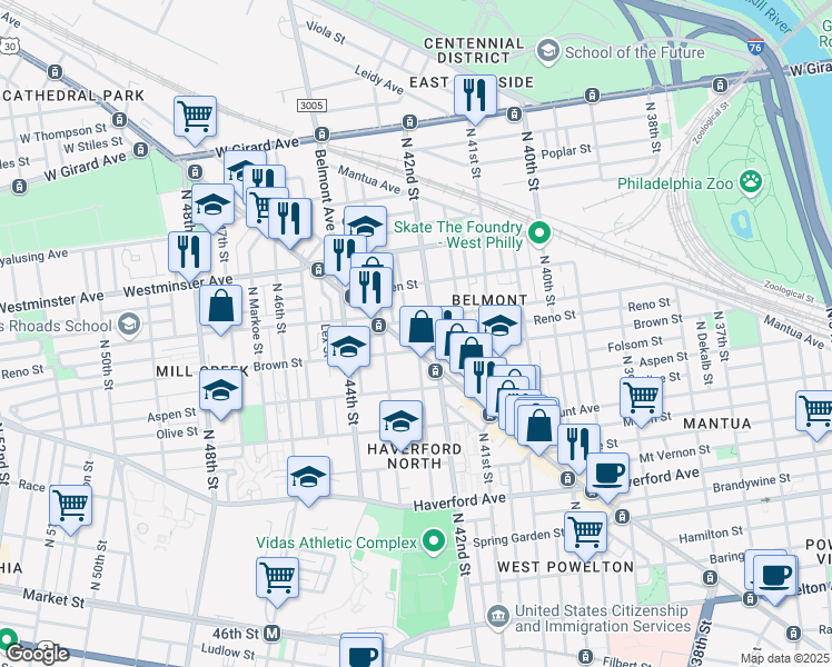 map of restaurants, bars, coffee shops, grocery stores, and more near 806 Brooklyn Street in Philadelphia