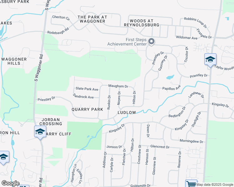 map of restaurants, bars, coffee shops, grocery stores, and more near 917 Noyes Drive in Reynoldsburg