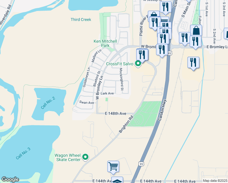 map of restaurants, bars, coffee shops, grocery stores, and more near 1217 Lark Avenue in Brighton