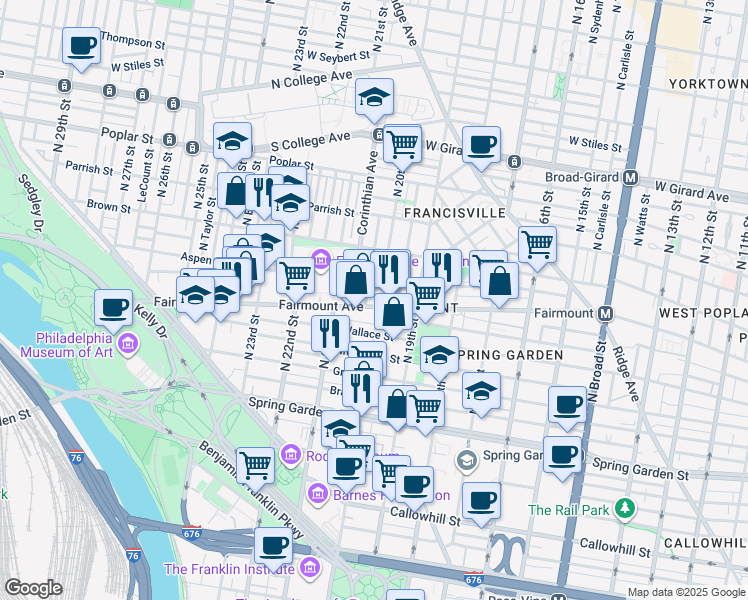 map of restaurants, bars, coffee shops, grocery stores, and more near in Philadelphia