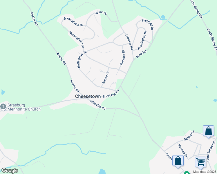 map of restaurants, bars, coffee shops, grocery stores, and more near 56 Eton Court in Chambersburg