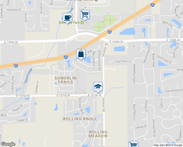 map of restaurants, bars, coffee shops, grocery stores, and more near 11143 Schoolhouse Road in Fishers