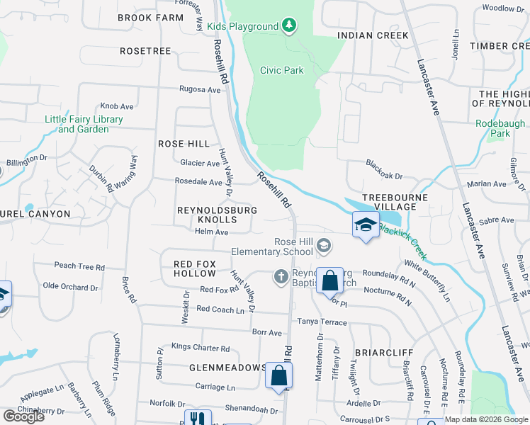 map of restaurants, bars, coffee shops, grocery stores, and more near 6700 Helm Lane in Reynoldsburg