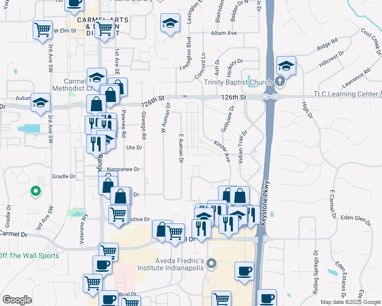 map of restaurants, bars, coffee shops, grocery stores, and more near 526 Steinbeck Place in Carmel