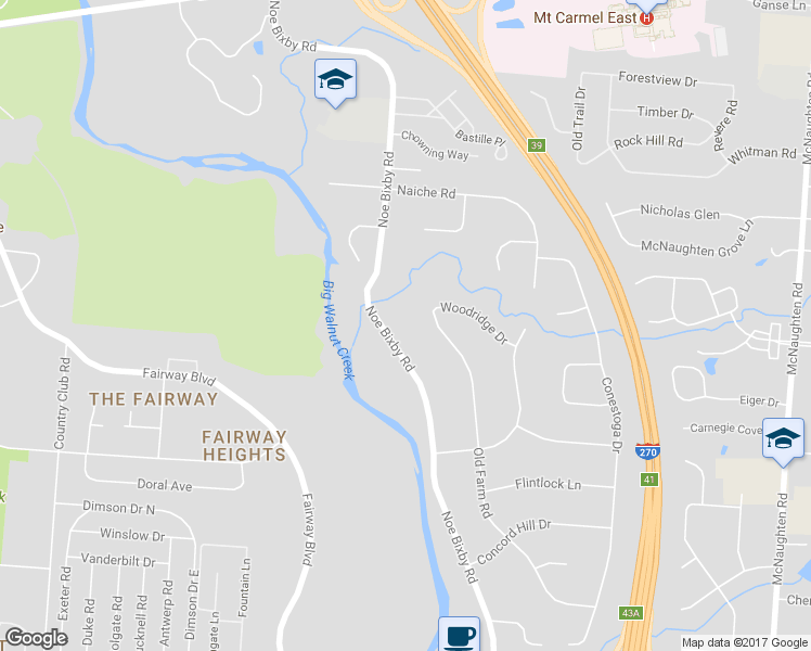 map of restaurants, bars, coffee shops, grocery stores, and more near 510 Noe Bixby Road in Columbus