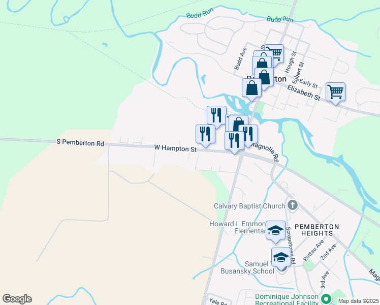 map of restaurants, bars, coffee shops, grocery stores, and more near 14 Davis Court in Pemberton