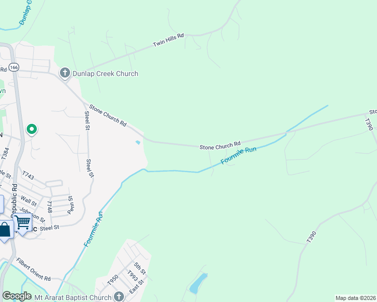 map of restaurants, bars, coffee shops, grocery stores, and more near 292 Stone Church Road in Grindstone