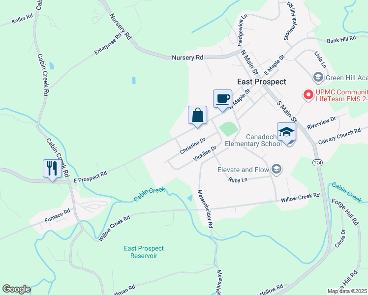 map of restaurants, bars, coffee shops, grocery stores, and more near 17 Christine Drive in Wrightsville
