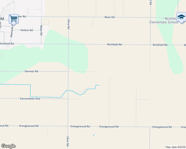 map of restaurants, bars, coffee shops, grocery stores, and more near Harvest Road in Corning