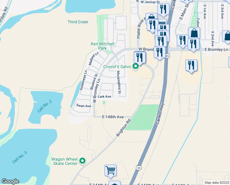 map of restaurants, bars, coffee shops, grocery stores, and more near 1217 Lark Avenue in Brighton