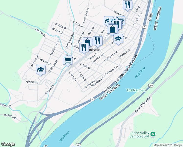 map of restaurants, bars, coffee shops, grocery stores, and more near 4429 Highland Avenue in Shadyside