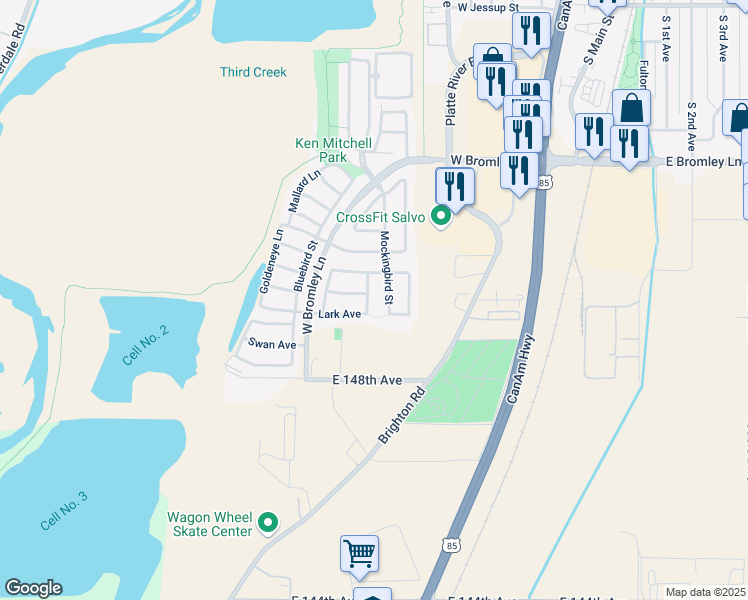 map of restaurants, bars, coffee shops, grocery stores, and more near 1217 Lark Avenue in Brighton