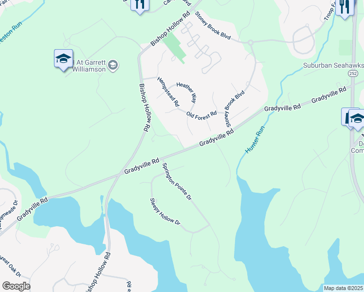 map of restaurants, bars, coffee shops, grocery stores, and more near 3821 Gradyville Road in Newtown Square