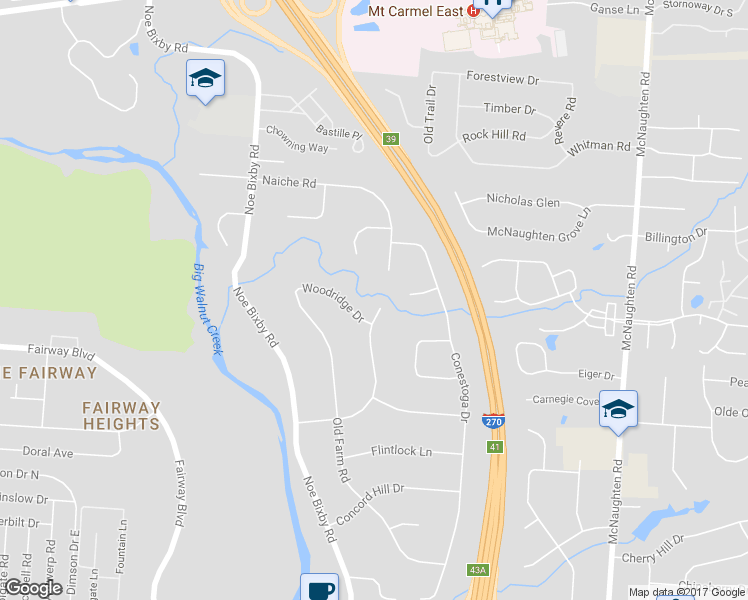 map of restaurants, bars, coffee shops, grocery stores, and more near 533 Indian Mound Road in Columbus