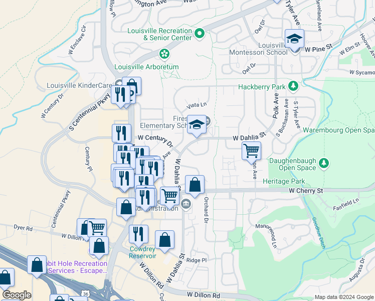map of restaurants, bars, coffee shops, grocery stores, and more near 850 West Mahogany Circle in Louisville