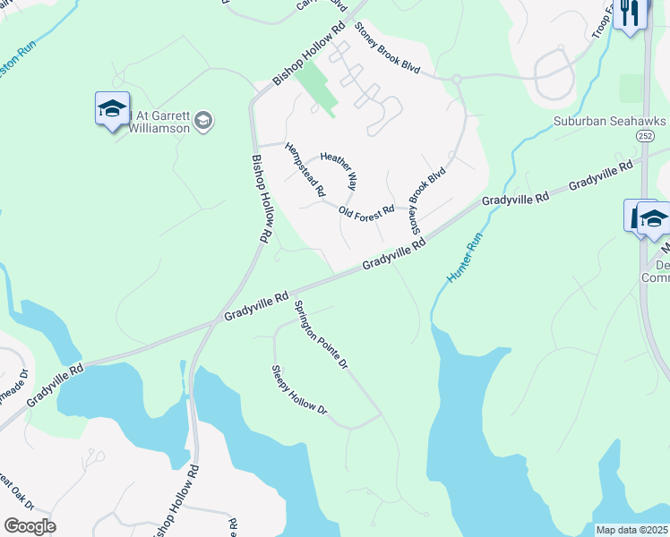 map of restaurants, bars, coffee shops, grocery stores, and more near 3821 Gradyville Road in Newtown Square