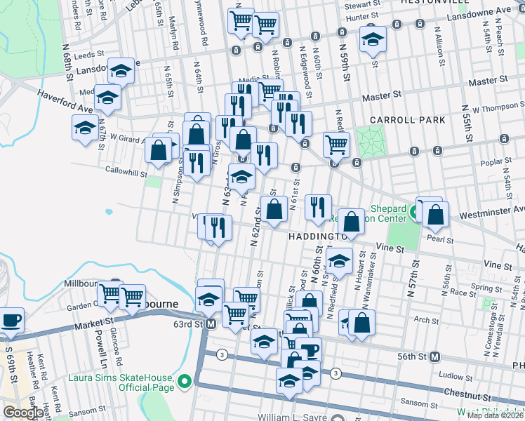 map of restaurants, bars, coffee shops, grocery stores, and more near 318 Horton Street in Philadelphia
