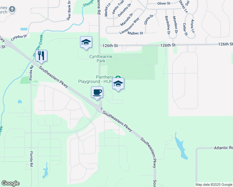 map of restaurants, bars, coffee shops, grocery stores, and more near 12278 Cyntheanne Road in Fishers