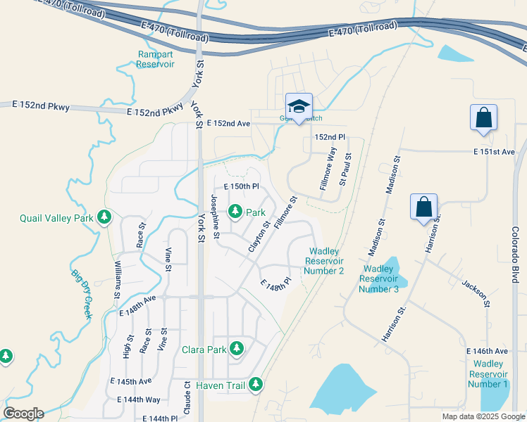 map of restaurants, bars, coffee shops, grocery stores, and more near 15038 Clayton Street in Thornton