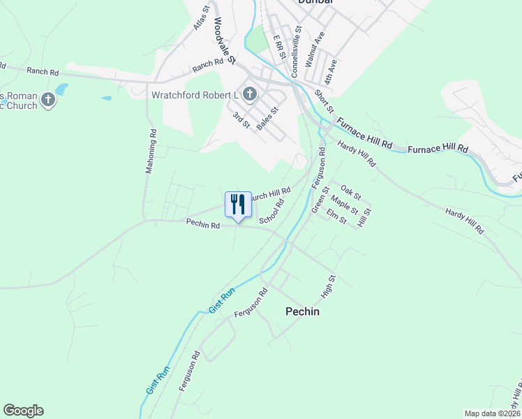 map of restaurants, bars, coffee shops, grocery stores, and more near 148 Church Hill Road in Dunbar