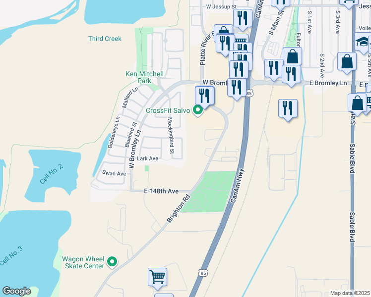 map of restaurants, bars, coffee shops, grocery stores, and more near 1178 Cardinal Circle in Brighton