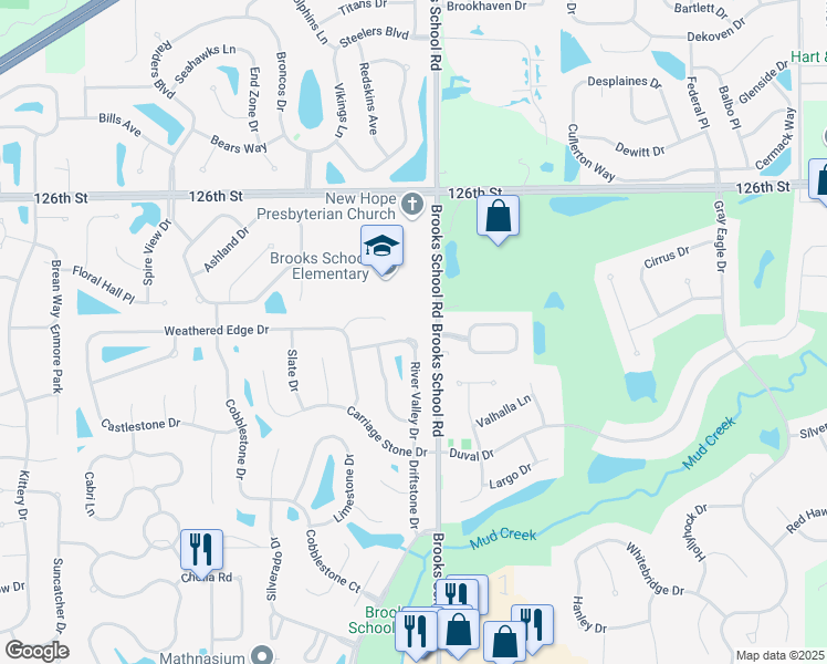 map of restaurants, bars, coffee shops, grocery stores, and more near 12458 River Valley Drive in Fishers