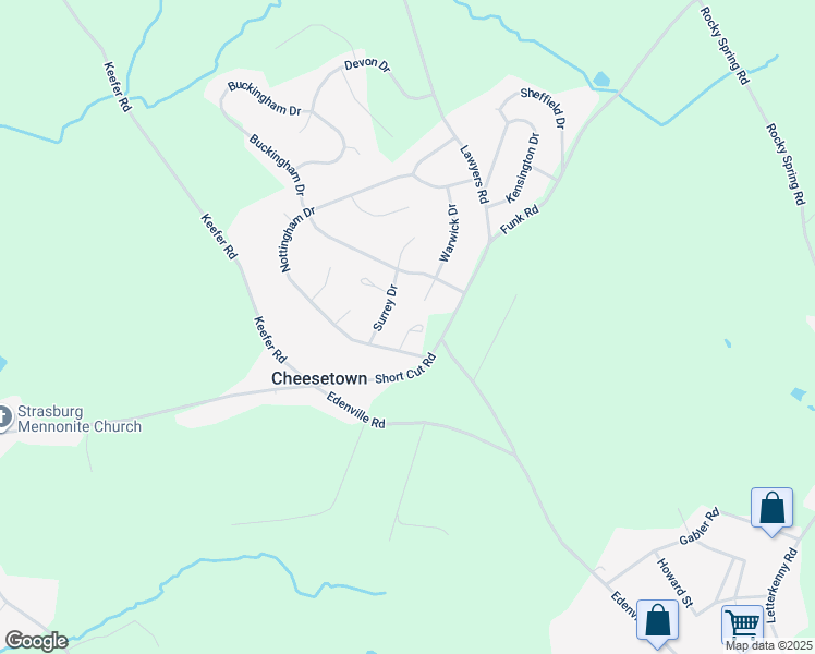 map of restaurants, bars, coffee shops, grocery stores, and more near 56 Eton Court in Chambersburg