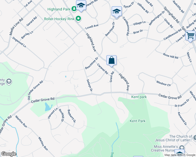 map of restaurants, bars, coffee shops, grocery stores, and more near 210 Remington Road in Broomall