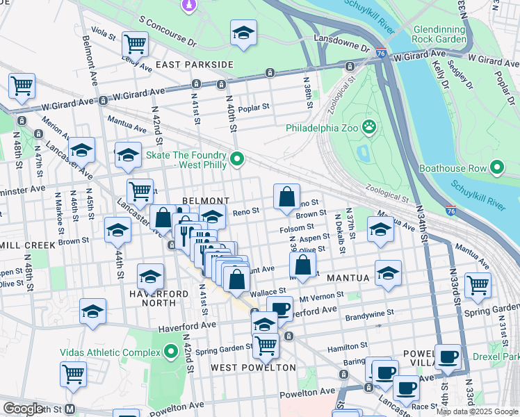 map of restaurants, bars, coffee shops, grocery stores, and more near 820 Union Street in Philadelphia