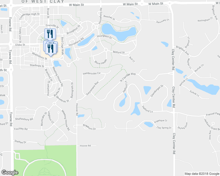 map of restaurants, bars, coffee shops, grocery stores, and more near 1396 North Claridge Way in Carmel