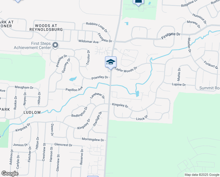 map of restaurants, bars, coffee shops, grocery stores, and more near 8262 Taylor Road in Reynoldsburg