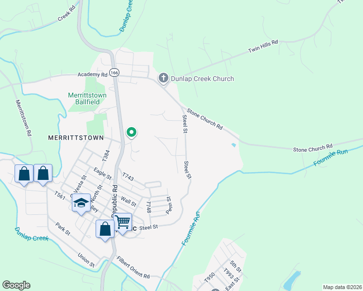 map of restaurants, bars, coffee shops, grocery stores, and more near 105 Black Oak Road in Grindstone