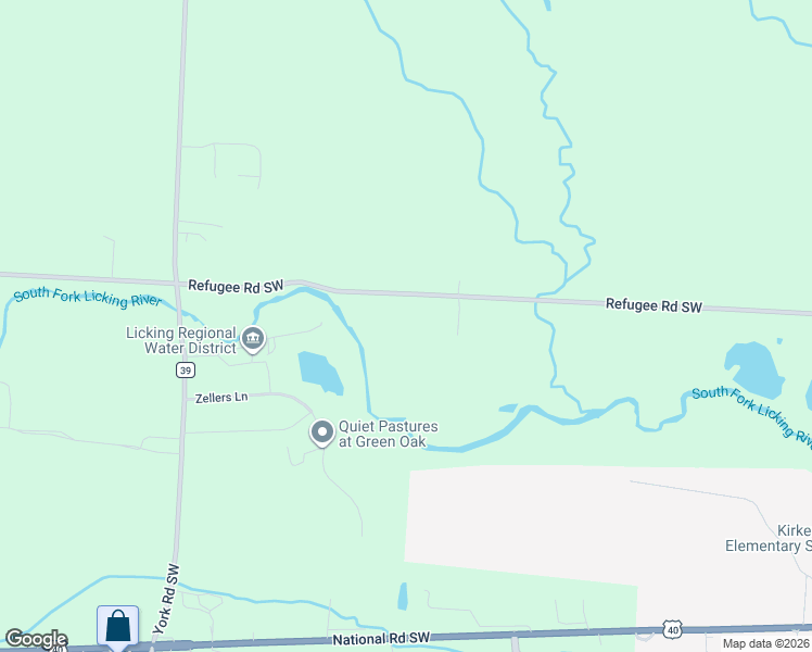 map of restaurants, bars, coffee shops, grocery stores, and more near 6691 Refugee Road Southwest in Pataskala