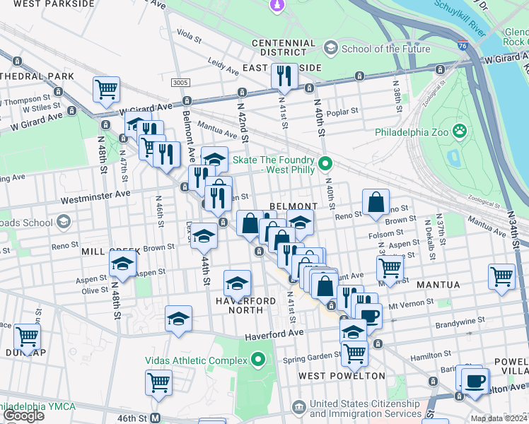 map of restaurants, bars, coffee shops, grocery stores, and more near 814 North Holly Street in Philadelphia